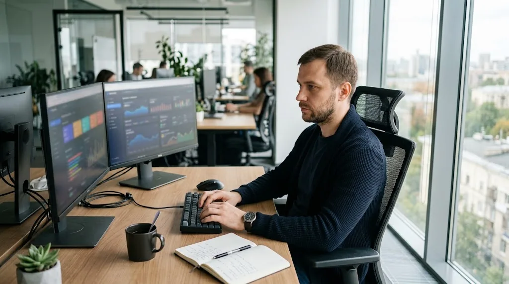 AI-инженер за работой с дашбордами